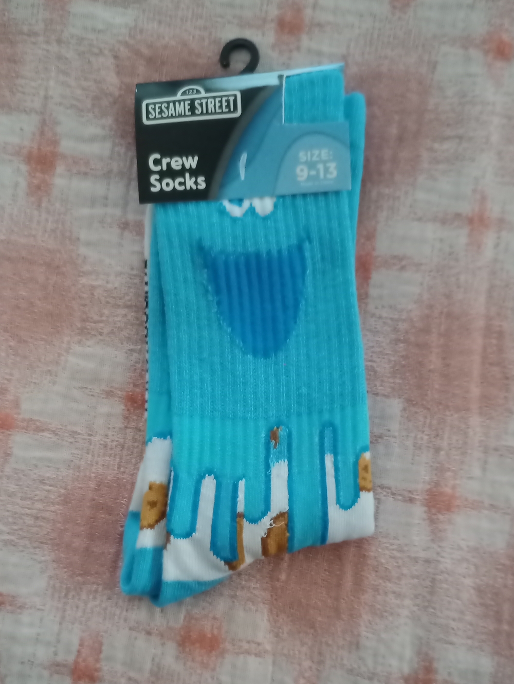 Sesame Street Turquoise Cookie Monster Crew Socks